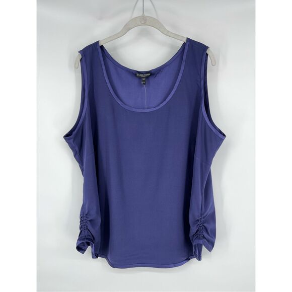 NEW Eileen Fisher Stretch Silk Charmeuse Sleeveless Top Rich Blue Violet Size 2X - Picture 1 of 9